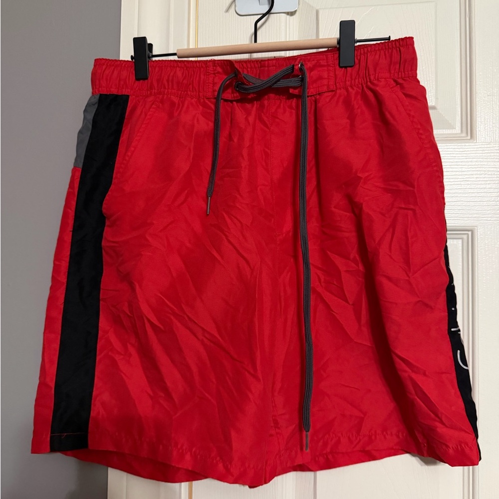 Red swin Shorts with Black Accents